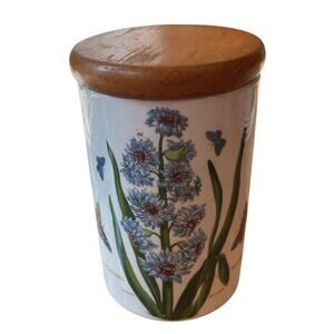 PORTMEIRION BOTANIC GARDEN EASTERN HYACINTH CANISTER JAR W/ Lid 7x4” VTG
